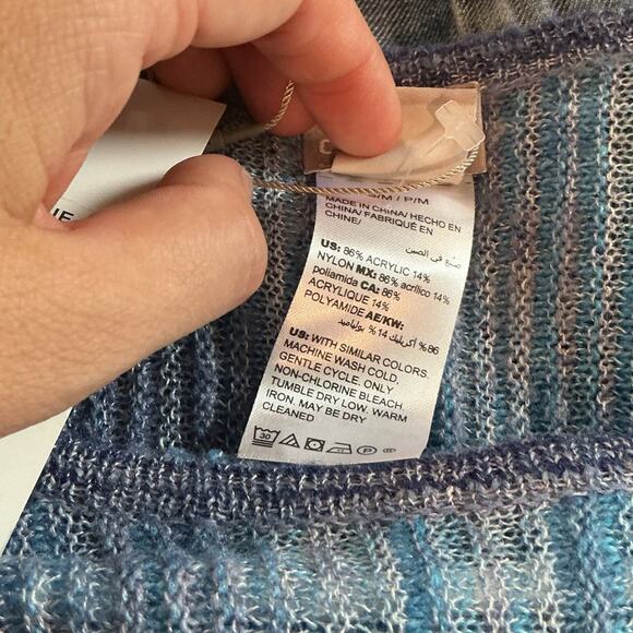 Chico's Womens Knit Poncho Size Small Medium Blue Ombre Lightweight Boho NEW - Picture 12 of 12